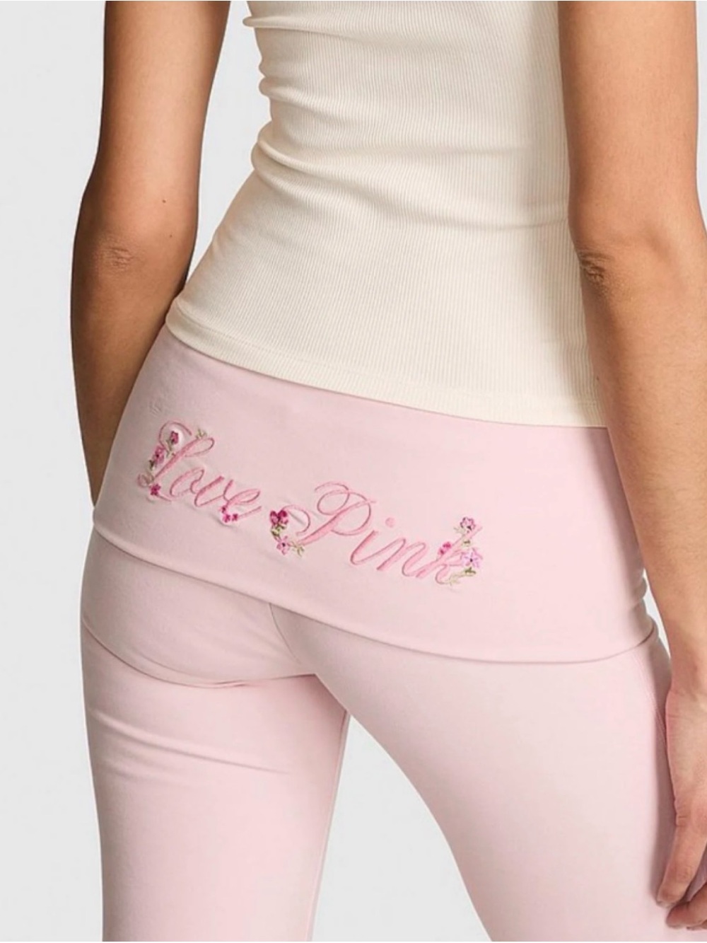 Victoria’s Secret Love Pink soft modal foldover kick flare Leggings. Size Large